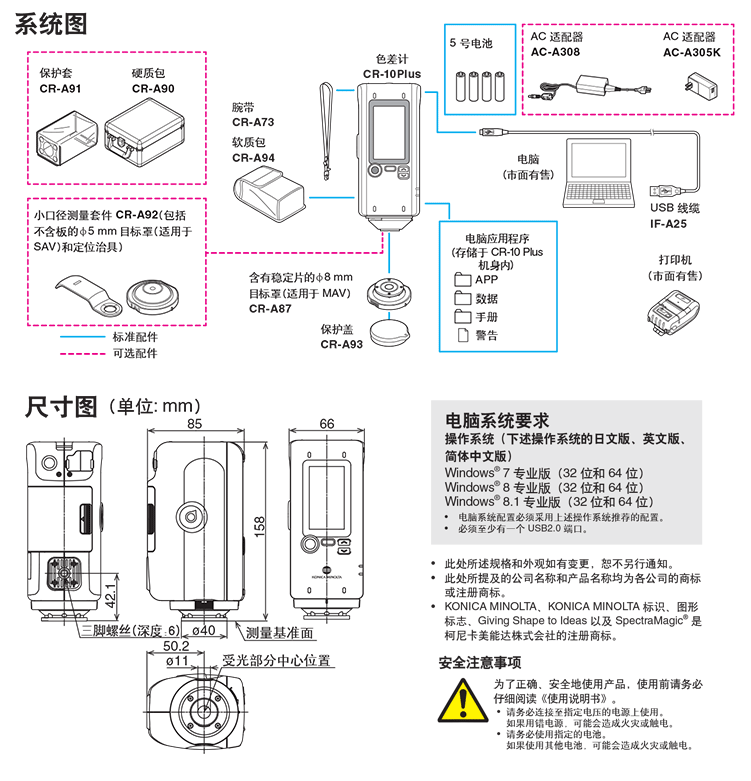 cr-10 plus色差儀的系統(tǒng)配置圖